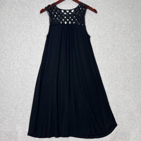 Maeve Black Sleeveless Crochet Top Cotton Flowy Dress Size Small Petite - Picture 1 of 7